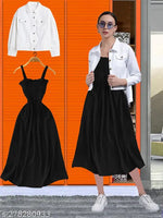 DR.ZOOM Dress With Jacket Women/Girls 100% Premium Quality Material Women Stylish Jacket With Dress COMBO (PACK OF 2) Urbane Latest Women Dresses With Jacket.