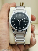 Day & Date Function Watch With Black Coated Dial, Stainless Steel Chain Analog Watch - For MenDay & Date Function Watch With Black Coated Dial, Stainless Steel Chain Analog Watch - For Men