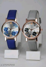 Best Quality Festive Season Flower Designer Round Dial Attractive Leather Belt women watches combo pack of 2 combo wathces for women stylish girl watches combo pack of 2 analog watches wrist watches combo watches