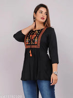 Rayon Top With White color of Embroidery
