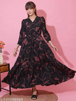 Sheetal Associates Women V-Neck Fit and Flare Midi/Calf Length Maroon Dress