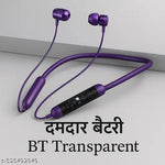 BT-Transparent Neckband Bluetooth Earphones (Purple) Exclusive Transparent Design | 72 Hours Playtime | HD Sound & Deep Bass | Type-C Fast Charging