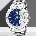 Dutchman Day & Date Function Watch With Blue & White Dial, Stainless Steel Chain Strap Analog Watch - For Men
