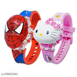 Cat Character Multicolored Disco Light and Music Digital Girl's Wrist Watch Cum Toy (Best Return Gift for Boy's and Girl's)