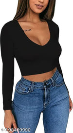 Polyester Crop Top For Women Korean Top For Women Fashion Top Party Trendy Top Under 299