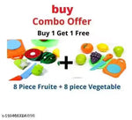 Plastic Fruits N Veggies Exclusive Collection of Realistic Sliceable Fruits, Vegetables, 6 Fruits, 6 Vegetables, 2 Board,2 Knife for Girls and Boys (Multicolour), 16pc