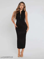 Square Neck High Waist Rib Knit Tank Long Dress