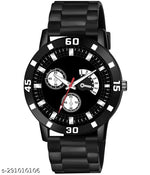 BEST QUALITY BEST PRICE Classy Analogue Black Dial Tranding  Pu Belt Watches For Men Boys