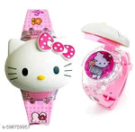 IEEE International Kitty Cat. Character Multicolored Glowing Light and Musical Digital Girl's Wrist Watch | Unique Cute Cartoon Character on Strap | Soft Silicone. Strap | Suitable for Age 3-12 Year Kids