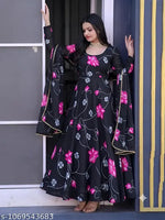 FQ Flower Print Long Kurti With Dupatta (No Bottom wear)