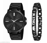 New Stylish LR 05 Black Dial Black PU Strap Watch For Boys And men
