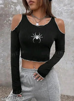 Letest women cold shoulder long sleeve top for girls