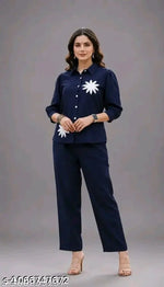 Women's stylish CO-RD SET with embroidery top and bottom wear