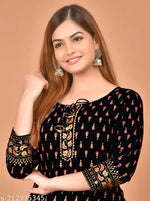 stylish printed Straight kurta_Black