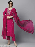Viscose Rayon Kurta Pant Dupatta Set, Kurti Pant Dupatta Set, Kurta Set, Kurti Set, Solid kurta Set, fancy Kurta Set, Purple Kurta Pant Set, Embroidered Kurta Set, Ethnic Set, Latest Kurta Set, Designer Kurta Set, Women Kurta Set