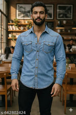 Cargo Denim Lycra Shirts For Men