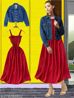 DR.ZOOM Dress With Jacket Women/Girls 100% Premium Quality Material Women Stylish Jacket With Dress COMBO (PACK OF 2) Urbane Latest Women Dresses With Jacket.