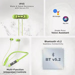 Transparent Bluetooth Neckband | 48Hrs Playtime | 4 Voice Changer Modes | HD Sound | Noise Isolation | High-Quality Mic | Type-C Fast Charging ( Green | Pack Of 1 )