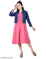 DR.ZOOM Dress With Jacket Women/Girls 100% Premium Quality Material Women Stylish Jacket With Dress COMBO (PACK OF 2) Urbane Latest Women Dresses With Jacket.